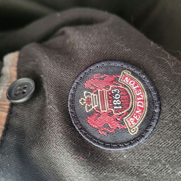 Mens Black Pendleton Jacket Barn Chore Detachable Hood Button Size M - Picture 13 of 14